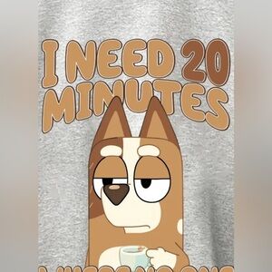 Bluey Chili Mom T-Shirt Medium “I Need 20 Minutes Where No One Comes Near Me”